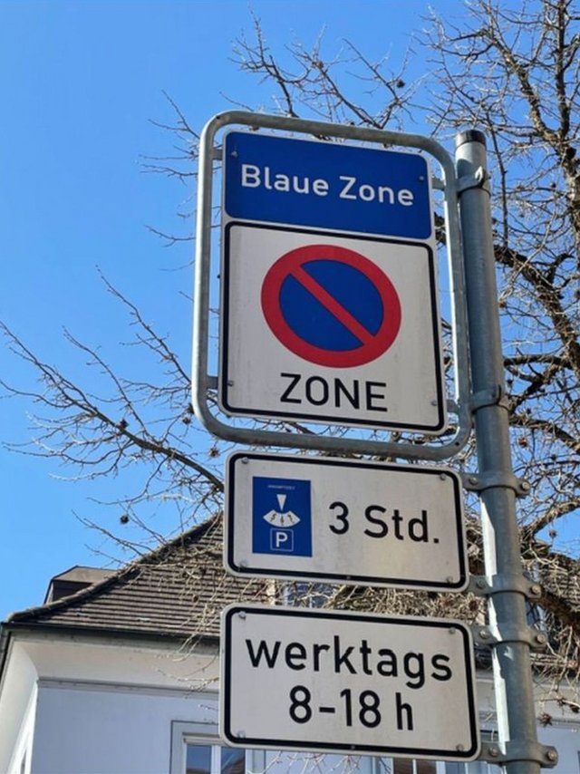 Schild Blaue Zone